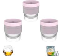 Chiclify Ice Ball Maker Mold, Premium 2.5 ″ Sphere Cube Tray Silicone Mold, BPA Free, Stackable with Lids, Easy-Release 12 Ice Balls for Whiskey Cocktails (3 Pcs Rosa)