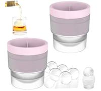 Chiclify Ice Ball Maker Mold, Round Ice Cube Mold, 2.5 Inch Sphere Ice Cubes Non-BPA Premium Silicone Ice Cube Molds for Whiskey Cocktails, Easy to Demould (Rosa, 2pcs)