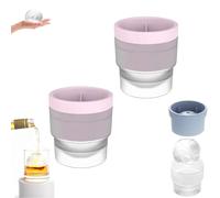 Chiclify Ice Ball, Round Ice Cube Mold, 2.5in Slow Melting Round Ice Cube Mold, Non-bpa Premium Silicone Ice Cube Molds, Easy-Release Sphere Ice Makers, For Bourbon Whiskey, Cocktails (2pcsPink)