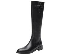 CHICMARK Botas altas de piel de vacuno para mujer, con puntera redonda y cremallera y tacones gruesos, 2 tipos de circunferencia de caña, Black Regular Vástago, 39 EU