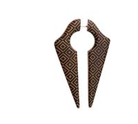 CHICNET Pendiente falso de 1 mm, flecha, agujero de llave, 50 mm, madera de sawo, marrón oscuro, Sumatra, rombos, grabado, tribal, vikingo, medieval, joya para la oreja