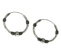 CHICNET Pendientes de plata de ley 925, estilo Celtic Bali, cuerda de perlas, bola oxidada, celta, oído, joyas para mujer, hombre, góticas, 16 mm, 25 mm, Plata de ley