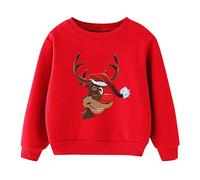 Chico 98 Navidad Bebé Niños Niñas Letra Manga Larga Dibujos Animados Sudadera Tops Navidad Traje Niño Jersey León, E, 6-7 años