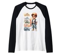 Chico Negro Afirmaciones Positivas Soy Amado Inteligente Amable Valiente Camiseta Manga Raglan