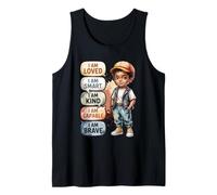 Chico Negro Afirmaciones Positivas Soy Amado Inteligente Amable Valiente Camiseta sin Mangas