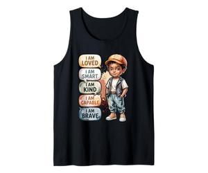 Chico Negro Afirmaciones Positivas Soy Amado Inteligente Amable Valiente Camiseta sin Mangas