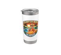 Chico surfista como un chico normal, solo que más guay surfeando niños divertidos Vaso térmico de acero inoxidable de doble pared