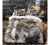 Chico vaquero Funda de Edredón Cremallera Oculta 3 Piezas Microfibra Suave Estampado 3D con Fundas de Almohada Transpirable Retrato de un niño del oeste Funda Edredon for jóvenes Single（140x200cm）