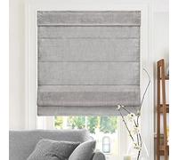 CHICOLOGY Persianas romanas para ventanas, tratamientos de ventana, persianas para oscurecimiento de habitación, persianas de ventana, 27 pulgadas de ancho x 64 pulgadas de alto, color mezclilla belga