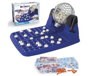Chicos - Bingo Lotería automática con 72 cartones | Bingo Juego de Mesa Adulto e Infantil | 90 Bolas imborrables y fichas de Juego de Colores | Bombo con extracción automática (20905)