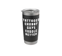 Chicos Gorditos Tatuados Abrazar Mejor Divertido Tatuaje Hombres Humor Vaso térmico de acero inoxidable de doble pared