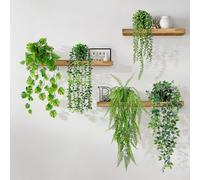 Chicpant 5 Piezas Plantas Artificiales Decorativas Colgantes con Maceta | Planta falsa interior cayendo artificial para decoración de baño, hogar, oficina, cocina con maceta