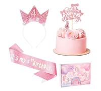 Chicpant Couronne D'Anniversaire Pour Enfants Décoration Anniversaire Princesse Décorations De Gâteau D'Anniversaire Anniversaire 4 Ans Bougie Numéro Ruban