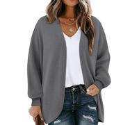 Chicrise Chaqueta De Mujer Escote En V Cardigan Delgado Manga Larga Suéter Suave Holgado GrisOscuro Pequeño 34-36 S