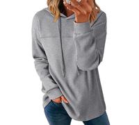 Chicrise Sudadera Mujer Otoño con Capucha Jersey Waffle Punto Manga Larga Ligero Hoodie Transpirable Básica Gris 2X-Grande 50-54 2XL
