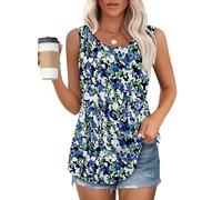 Chicrise Tshirt Mujer Verano Sin Mangas Camiseta Estampado Floral Tunica Elegante Trendyol Azul X Grande 46-48