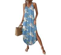 Chicrise Vestido largo de verano para mujer, sin mangas, con tirantes finos y escote en V, L