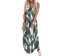 Chicrise Vestido Mujer Elegante Largo Maxi Vestido Sin Mangas Informal Vestido Punto Cómoda Multicolor Mediano 38-40