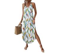 Chicrise Vestido Verano Mujer Sin Mangas Maxi Vestido Largo Tirantes Vestido Playa Bohemio Casual Multicolor Grande 42-44