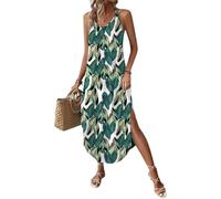 Chicrise Vestidos de Mujer Sin Mangas Largo Maxi Vestido Cuello V Sexy Vestido Playa Fiesta Fashion Multicolor X Grande 46-48