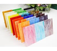 CHICSHIS Juego de 26 placas de vidrio coloreado, opacas para proyectos de manualidades, placas de vidrio coloreado en diferentes colores de claro a oscuro, 4 x 6 pulgadas