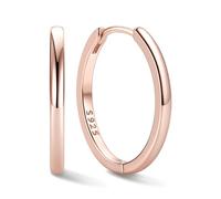 ChicSilver 925 Pendientes Aros Hoop Earrings Plata Mujer 16mm Círculos Finos Rosados Aretes Delicados Clip Hipoalergénico Oreja Joyería Minimalista