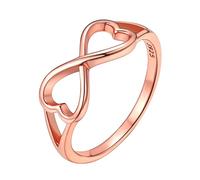 ChicSilver Anillo Compromiso Boda Signo Infinito Amor Eterno Anillo Minimalista Mujer Plata de Ley 925 Anillo Fino Talla 11 Joyería Simple Elegante Oro Rosa Anillo Delgado Eternidad