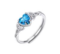 ChicSilver Anillo Fino Corazón Mujer Plata de Ley 925 Regalo Compromiso Nudo Celta Piedra Turquesa Mujer Zirconia Cúbica Joyería Irlandesa Buena Suerte