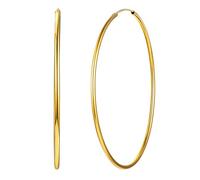 ChicSilver Aros Dorados Mujer Plata Aretes Redondos Pendientes Planos Finos Plata de Ley 925 70mm Círculos Delgados Aros