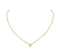 ChicSilver Cadena Plata Inicial N Mujer Plata de Ley 925 Colgante Letra Mayúscula Oro 18K Regalo Cumpleaños Joyería Deliciosa Aniversario