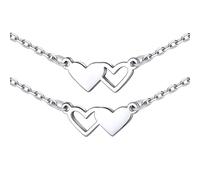 ChicSilver Collar Corazón Mujer Plata de Ley 925 para Mejores Amigas Colgante Romántico 2/3/4 Unidades