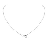 ChicSilver Collar Mujer Letra G Plata de Ley 925 Colgante Corazón Inicial Nombre Personalizado Chapado en Oro Blanco Joyería Deliciosa Minimalista Pareja