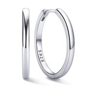 ChicSilver Hoop Earrings Aros Finos Plata Mujer Pendientes Planos Platino Plateado 12mm Aretes Hipoalergénicos Oreja Joyería Preciosa Madre