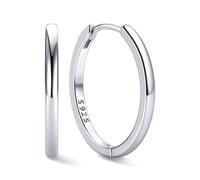 ChicSilver Pendientes Aros Hoop Oro Blanco Plata 925 Mujer 18mm Círculos Finos Piercing Hipoalergénico Oreja Regalo Aniversario Reyes Cumpleaños