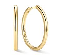 ChicSilver Pendientes Aros Huggie Hoop Oro 18K Plata 925 Mujer 20mm Aretes Círculos Finos Piercing Hipoalergénico Oreja Regalo Aniversario Reyes Cumpleaños