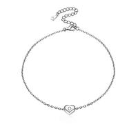 ChicSilver Pulsera Tobillera Corazón 26 Letras Primeras Alfabeto D 22cm Cadenas Cortas Antialérgicas Plata de Ley 925 para Tobillos Pies Regalo Cumpleaños Aniversario