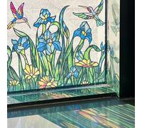 ChicSkin Original dibujado a mano imágenes para ventanas, iris y colibríes transparentes electrostáticas pegatinas para ventana protección de pájaros adecuado para salón, dormitorio, cocina 43 x 138
