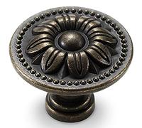 CHICTIE Juego de 10 pomos vintage para armario de cocina, pomos para cajones de flores, pomos de tocador, tiradores de latón antiguo, pomos de puerta rústicos bronceados para cajones de aparador, zinc