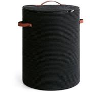 CHICVITA Cesta alta para la ropa sucia con tapa, cesta grande para la ropa sucia para dormitorio, contenedor de lavandería para ropa, mantas, juguetes, cesta tejida decorativa para sala de estar, 15 x
