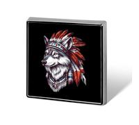 Chief of The Wolf Pack Tribal Wolves Brooch Pins for Women Men Square Collar Lapel Pins Coat Jacket Accessories