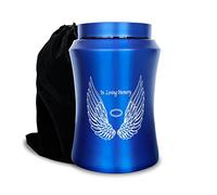 CHIEMOT Urnas Grandes de hasta 220 Libras para Cenizas Adultas, Hombres y Mujeres, alas de ángel en Memoria Amorosa, urna Decorativa de cremación para Cenizas humanas con Bolsa de Terciopelo (Azul)