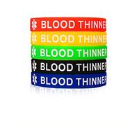 Chien 5 Unidades Alerta médica Tipo 1/2 Diabetes Pulseras de Silicona Pulsera para Hombres y Mujeres, 19 cm, Blood Thinner