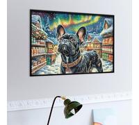 Chien noir mignon dans une scène de neige d'hiver Puzzle 500 Piezas 3D Creativo Ménagerie fantaisiste rayonnante Rompecabezas Para Hombres Y Mujeres Decoración Hogar Moderno Construir Maquetas 500 PCS