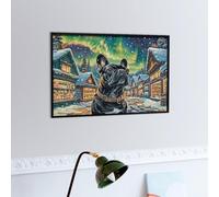 Chien Noir Mignon Dans UNE scène de Neige d'hiver Puzzles 300 Piezas Impossible Desafío Faune paysagère rêveuse Rompecabezas para Adultos Aliviar Estrés Decoración Hogar DIY Moderno Portátil 300 PCS