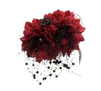 Chiffon Bead Claw Clips, Floral Tassel Jaw Grip Clamps, 13cm Thick Hair Clip with Reinforced Alloy Spring Support, Reliable Hairstyling Utility for Party Date Management