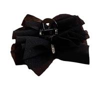 Chiffon Bow Clips, Black or White Bow Hairdressing Nonslip Large Claw, 15cm/5.91 inches portable Strong Grip Elegant Hair Accessories for Thick and Thin Hair