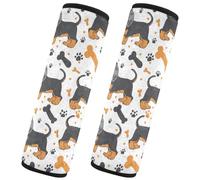 CHIFIGNO 2 fundas universales para cinturón de seguridad de perro salchicha negro y naranja, almohadillas para el hombro, accesorios para proteger tu cuello y hombros, talla S