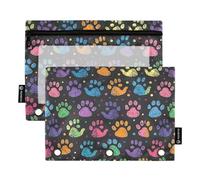 CHIFIGNO Bolsas de lápiz coloridas patas lápiz bolsa para 3 anillo con ventana transparente carpeta caja de lápices escuela Oficina organizador, 2 unids