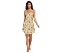 CHIFIGNO - Camisón clásico de abeja amarillo con tirantes delgados para mujer, cuello en V, sexy, clásico Bee Honeycomb Yellow, XL