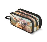 CHIFIGNO Custom Your Name - Estuche para lápices con 3 compartimentos, bolsa de maquillaje personalizada con cremallera para adultos, niñas, mujeres, hombres y niños